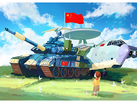 【画点画】---  敬礼 中秋快乐  中国加油！