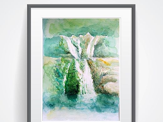 水彩—云台山小瀑布