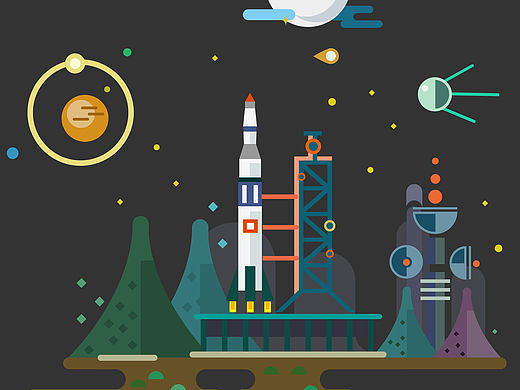 发射火箭-插画