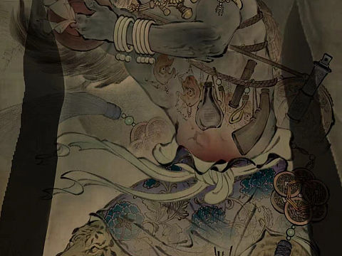 满背纹身手稿设计 鬼怪