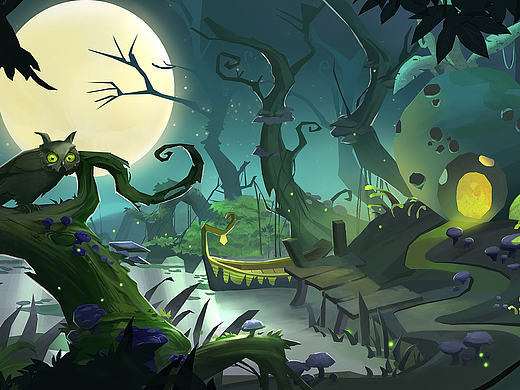 月光下的猫头鹰（个人主页-ZMjA5NzU1NzI=） - 艺术插画 - 站酷设计师袋鼠兜兜里的树懒原创素材 - 站酷ZCOOL