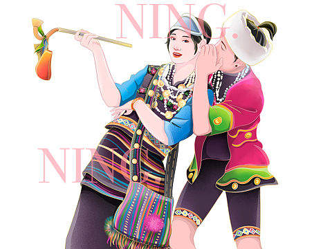 藏族少数民族节日插画