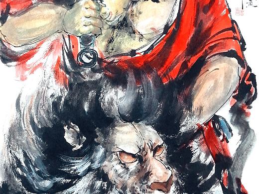 原创国画人物 朱砂钟馗 张周新作 传统人物神佛 中堂画