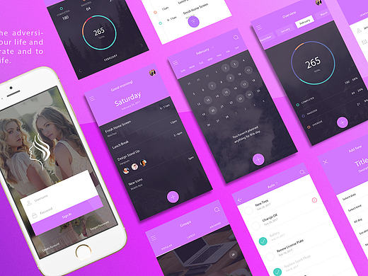任务和待办事项应用移动端APP 紫色 女性化