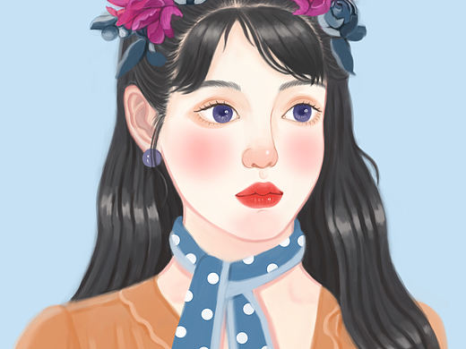 戴絲巾的女孩（個人主頁-ZNDI0Mjc1NDg=） - 創(chuàng)作習(xí)作 - 站酷設(shè)計師易安呀原創(chuàng)素材 - 站酷ZCOOL