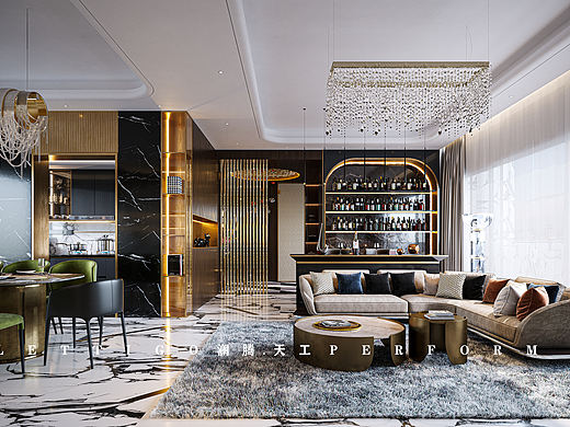 一个极具都市品质的高端港式轻奢空间