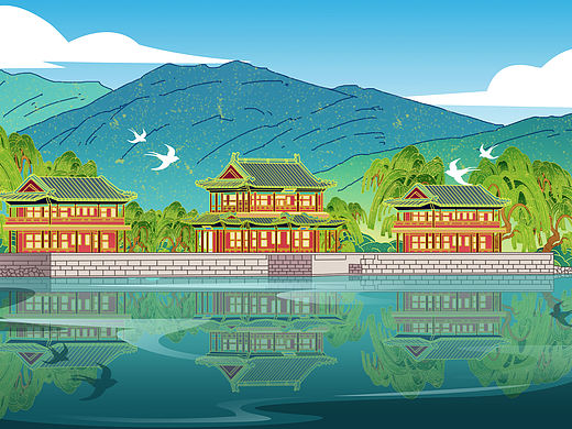 颐和园插画绘制（以商用）