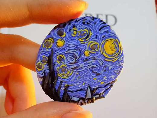 手工DIY软陶 轻黏土梵高名画《星月夜》和黏土小熊猫（个人主页-ZMTk3MDUzNjg=） - 手办/模玩 - 站酷设计师March1996原创素材 - 站酷ZCOOL