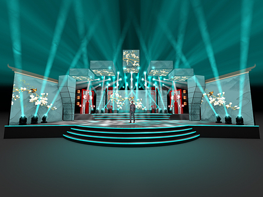 c4d三合一电脑灯xbeamlamps舞台效果图演示