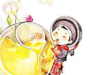 一组水彩商稿——食物小人