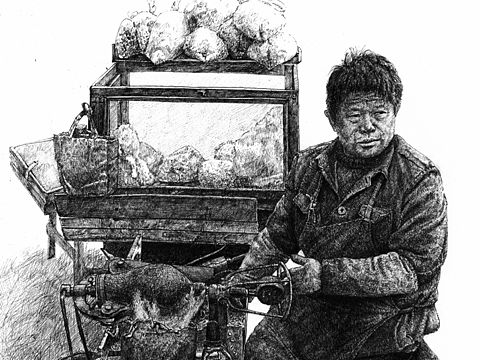 人物钢笔画《米老头》