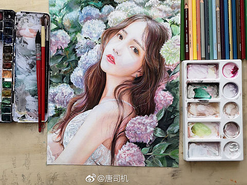 彩铅手绘人物：《花季》