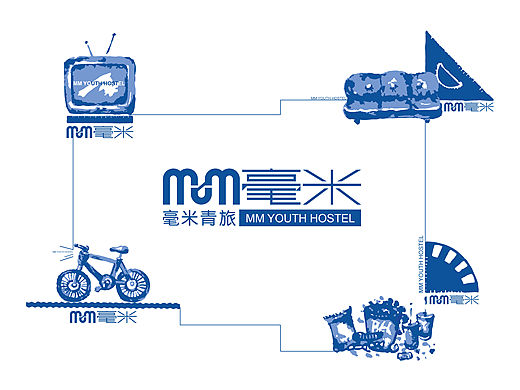 虚拟品牌 毫米青年旅舍形象设计