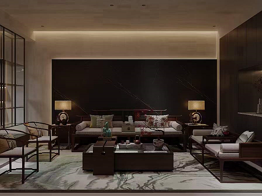 新中式办公室设计案例｜清雅含蓄、精雕细琢的层次之美