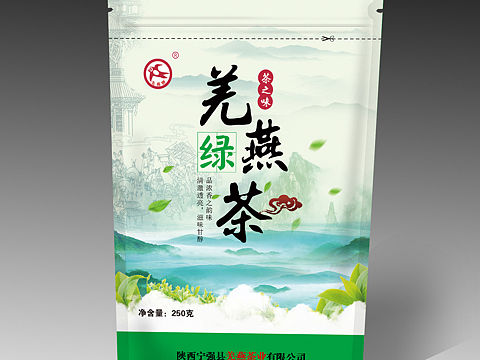茶叶包装袋 绿茶包装设计 小清新 食品包装设计 
