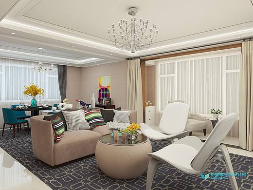 室内设计效果图-现代简约风格客厅