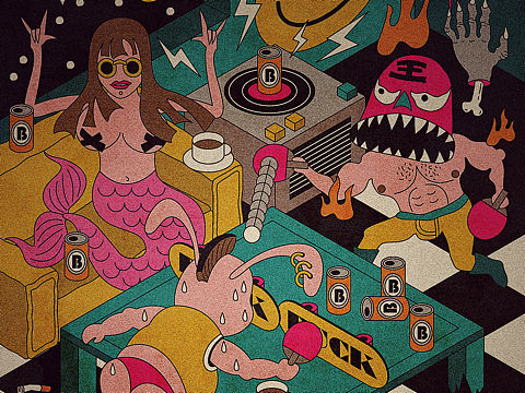 咖啡店美式复古海报插画设计