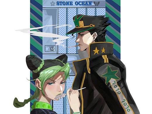 jojo的奇妙冒险石之海 空条徐伦╳空条承太郎（个人主页-ZNTczNzE2NzY=） - 艺术插画 - 站酷设计师西部幽灵原创素材 - 站酷ZCOOL