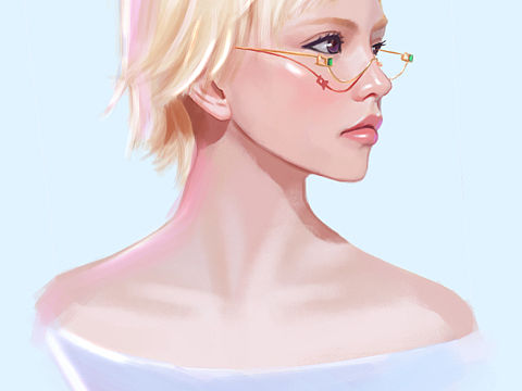 日常CG人物练习，金发女孩