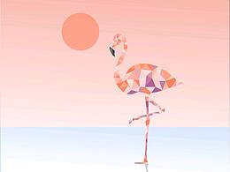 插画练习| 低多边风格插画 火烈鸟