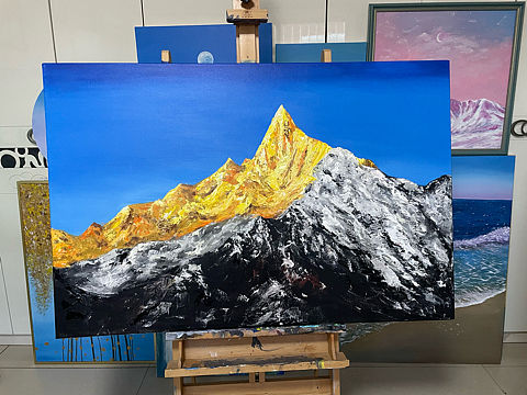 原创油画 日照金山