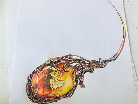 木变石项链（彩铅）