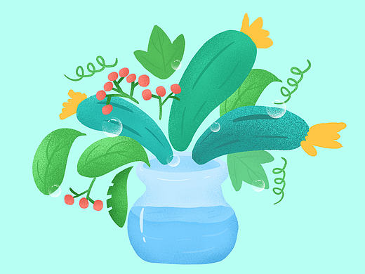 植物系列清新风格插画---（杜一）