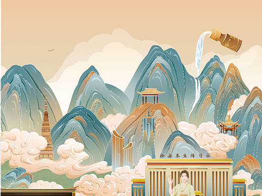 拾安集团长卷插画设计