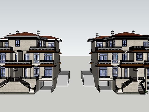 别墅外观SU草图制作