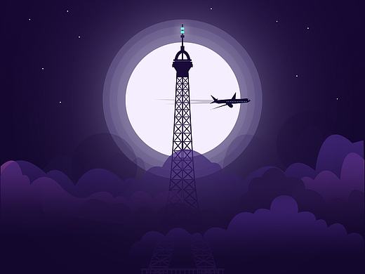 埃菲尔铁塔-矢量插画练习