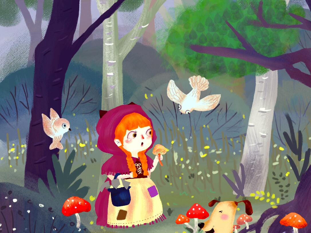 采蘑菇的小姑娘|插画|儿童插画|小七的室友 - 原创作品 - 站酷 (ZCOOL)