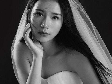 黑白系轻婚纱 头纱照 深圳个人写真摄影