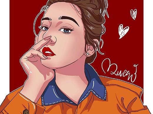 欧美风头像插画