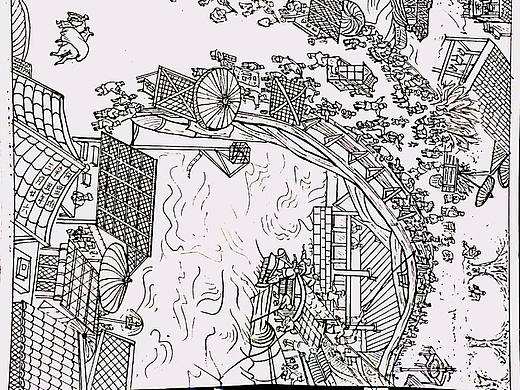 清明上河圖白描（個(gè)人主頁-ZNTI1MzQ1NzY=） - 圖案 - 站酷設(shè)計(jì)師Z16108587原創(chuàng)素材 - 站酷ZCOOL