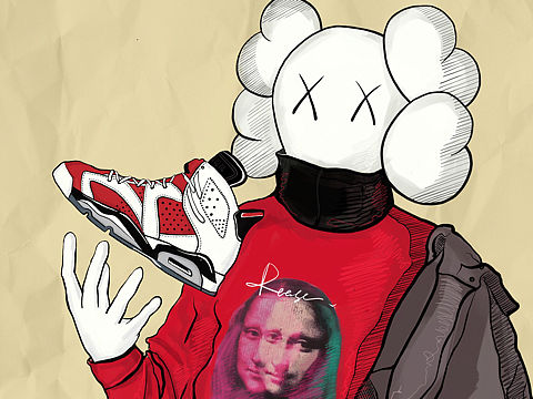 潮牌插画KAWS With AJ系列