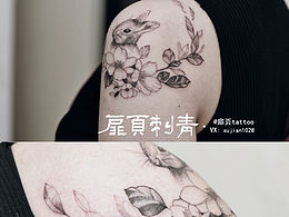 素花小清新  兔子纹身扉页刺青