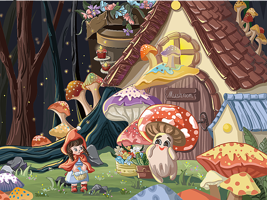 采蘑菇（個人主頁-ZNjA3MzQxNTI=） - 兒童插畫 - 站酷設(shè)計師foxliy原創(chuàng)素材 - 站酷ZCOOL