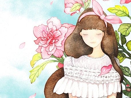 水彩画《微凉》