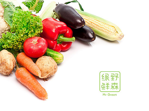 绿色生态农产品标志设计-字体LOGO绿野鲜森