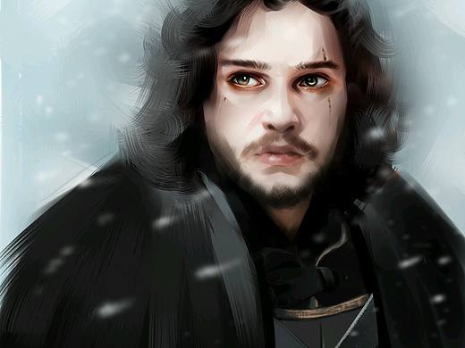 琼恩斯诺，雪诺 权利的游戏 手绘