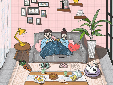 情人节手绘插画