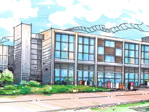 晋绘手绘建筑马克笔上色