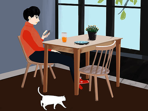 一个人系列插画