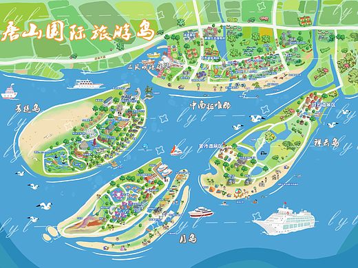 唐山国际旅游岛 手绘地图