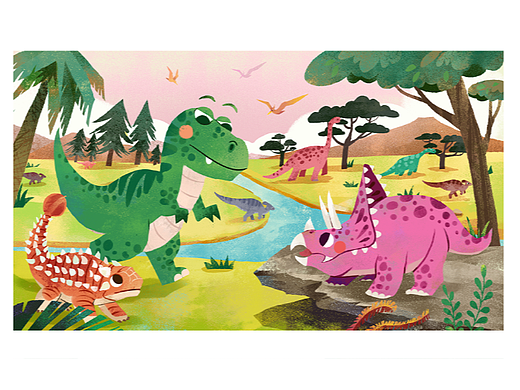 恐龙科普低幼龄儿童翻翻书插画
