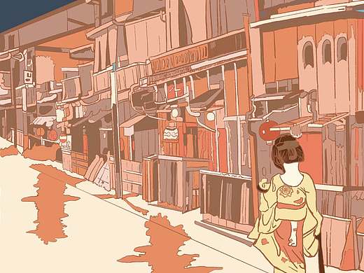 日式风景插画