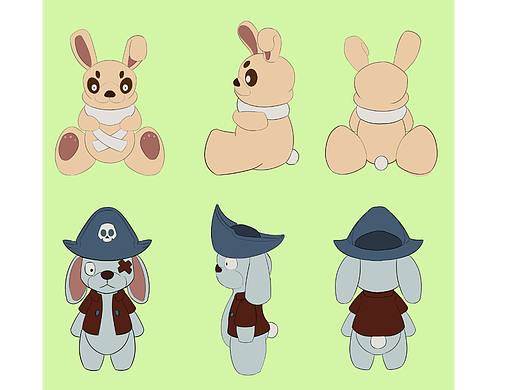 玩偶兔子三视图