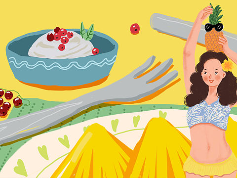 快樂(lè)菠蘿女孩（個(gè)人主頁(yè)-ZMjg4ODE3NTY=） - 商業(yè)插畫(huà) - 站酷設(shè)計(jì)師馮馮是娉原創(chuàng)素材 - 站酷ZCOOL