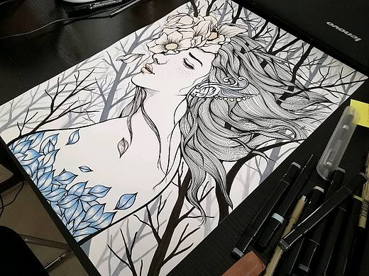 插画《深·林》请走慢一点，等一等灵魂♥（个人主页-ZMzEwNzgxNjQ=） - 创作习作 - 站酷设计师鱼阿咦原创素材 - 站酷ZCOOL