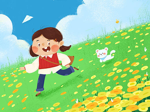 踏春（个人主页-ZNTc1ODg4MDQ=） - 儿童插画 - 站酷设计师小红番薯cc原创素材 - 站酷ZCOOL
